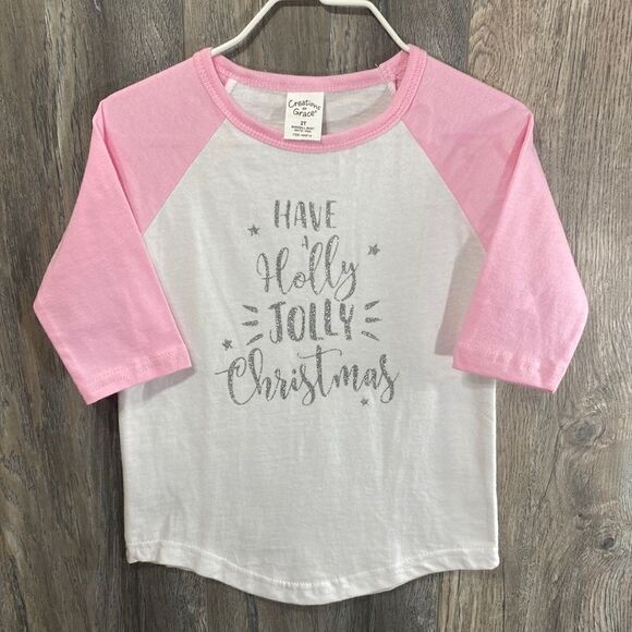 2T  Glitter Christmas Baseball Tee - Picture 6 of 7